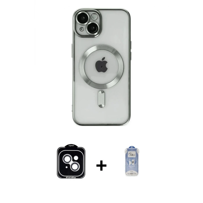 ieg™ iPhone 14 Kılıf Nova Işık Özel Seri - Siyah Joko Magic 5D Cam + PVD Metal Kamera Lens - GS