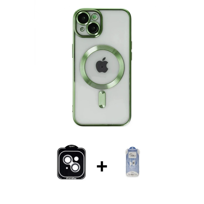 ieg™ iPhone 14 Kılıf Nova Işık Özel Seri - Siyah Joko Magic 5D Cam + PVD Metal Kamera Lens - GS