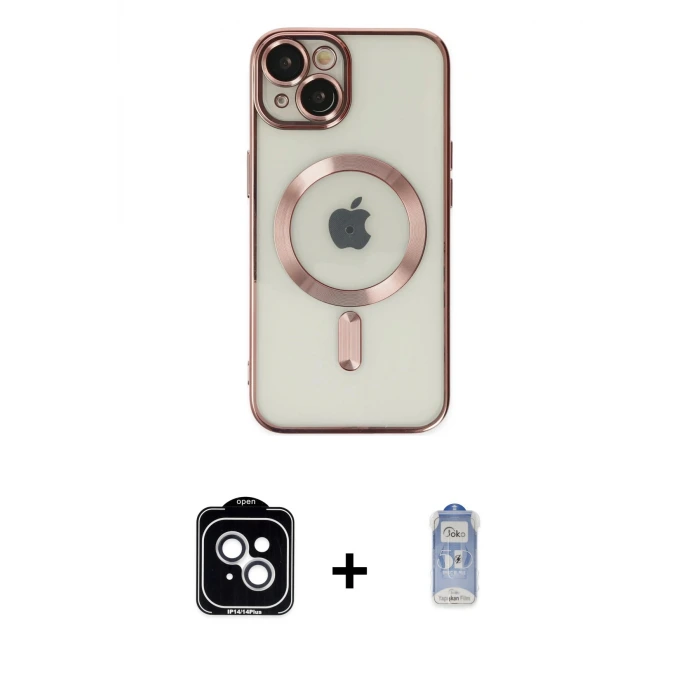 ieg™ iPhone 14 Kılıf Nova Işık Özel Seri - Siyah Joko Magic 5D Cam + PVD Metal Kamera Lens - GS