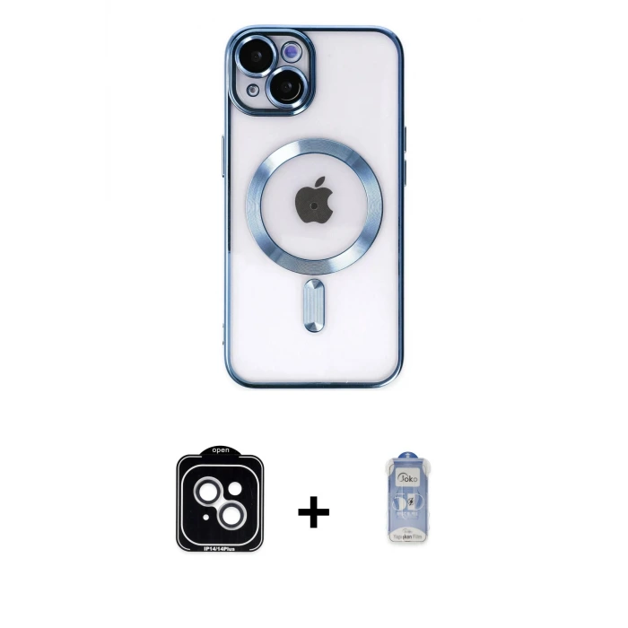 ieg™ iPhone 14 Kılıf Nova Işık Özel Seri - Siyah Joko Magic 5D Cam + PVD Metal Kamera Lens - GS