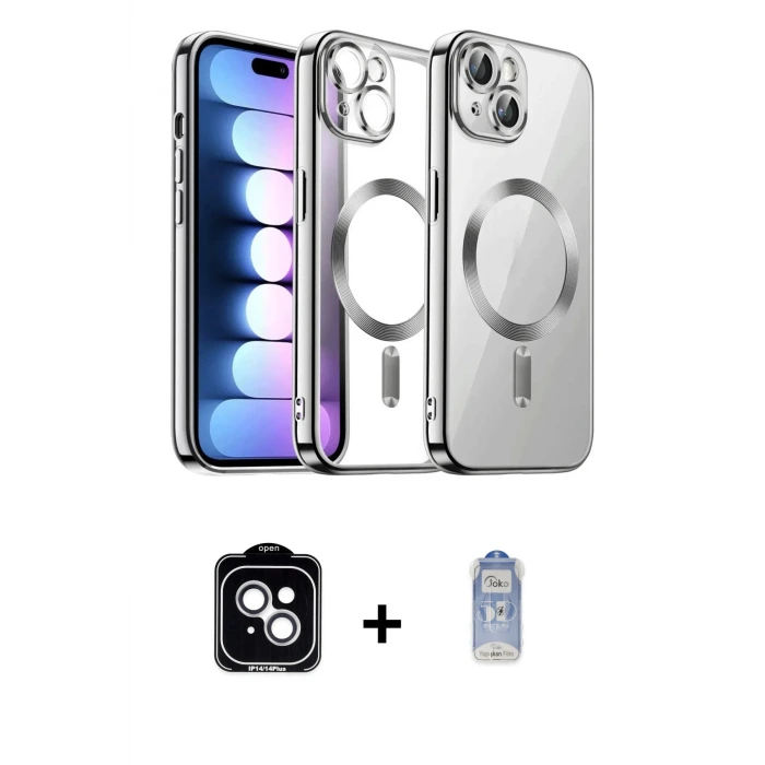 ieg™ iPhone 14 Kılıf Nova Işık Özel Seri - Siyah Joko Magic 5D Cam + PVD Metal Kamera Lens - GS