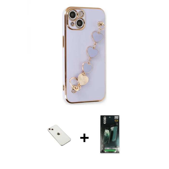 ieg™ iPhone 14 Kılıf Nova Işık Prime - Şeffaf 360 Full Body Arka Koruyucu + Diamond Kamera Lens - PE