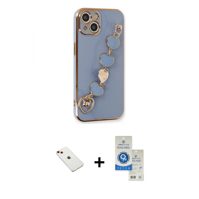 ieg™ iPhone 14 Kılıf Nova Işık Prime - Şeffaf Royal Nano Ekran Koruyucu + Diamond Kamera Lens - KI