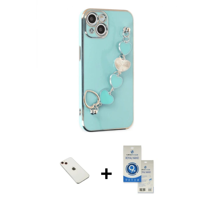 ieg™ iPhone 14 Kılıf Nova Işık Prime - Şeffaf Royal Nano Ekran Koruyucu + Diamond Kamera Lens - KI