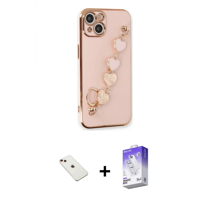 ieg™ iPhone 14 Kılıf Nova Işık Prime - Siyah Bilvis 5in1 3D Magic Cam Ekran Koruyucu + Diamond Kamera Lens - KI
