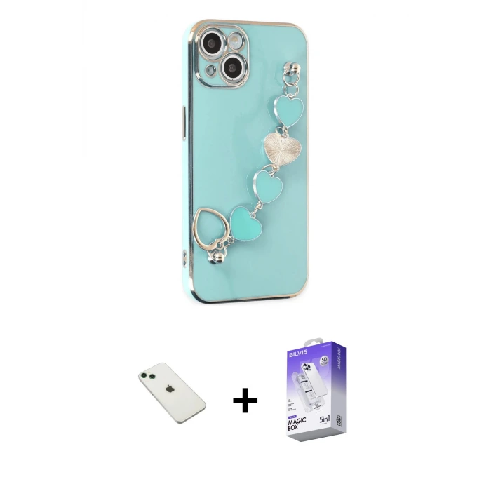 ieg™ iPhone 14 Kılıf Nova Işık Prime - Siyah Bilvis 5in1 3D Magic Cam Ekran Koruyucu + Diamond Kamera Lens - YL