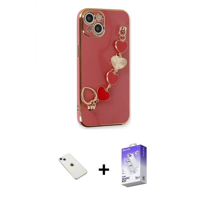 ieg™ iPhone 14 Kılıf Nova Işık Prime - Siyah Bilvis 5in1 3D Magic Cam Ekran Koruyucu + Diamond Kamera Lens - YL