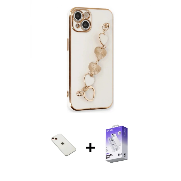 ieg™ iPhone 14 Kılıf Nova Işık Prime - Siyah Bilvis 5in1 3D Magic Cam Ekran Koruyucu + Diamond Kamera Lens - KI
