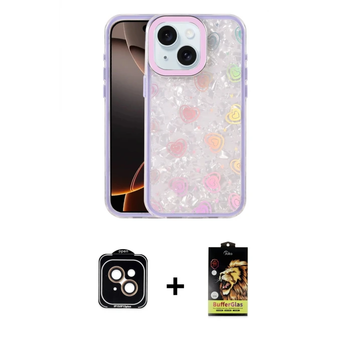 ieg™ iPhone 14 Kılıf Odak Prime - Siyah Buffer Cam Ekran Koruyucu + PVD Metal Kamera Lens - TU