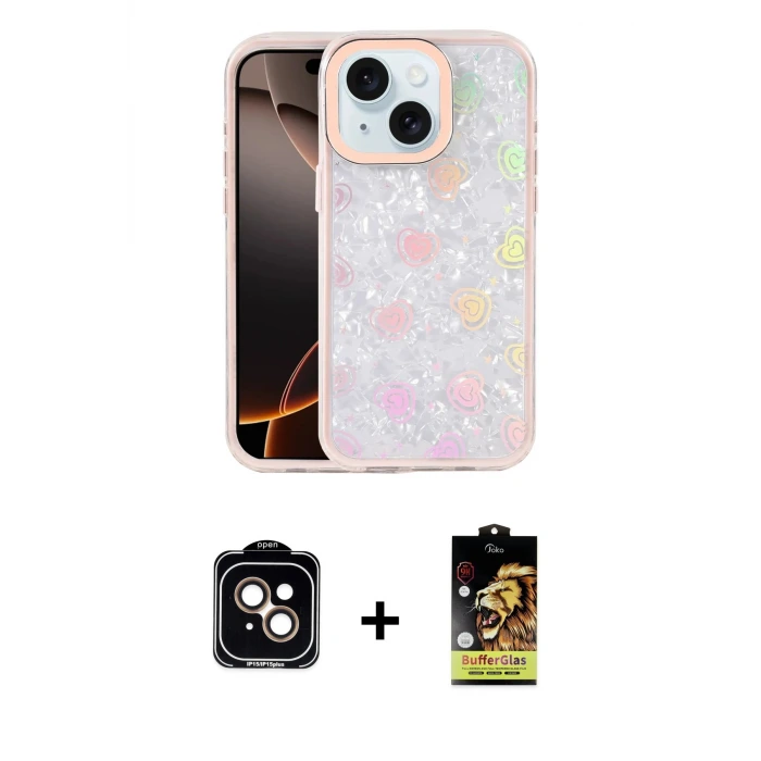 ieg™ iPhone 14 Kılıf Odak Prime - Siyah Buffer Cam Ekran Koruyucu + PVD Metal Kamera Lens - TU