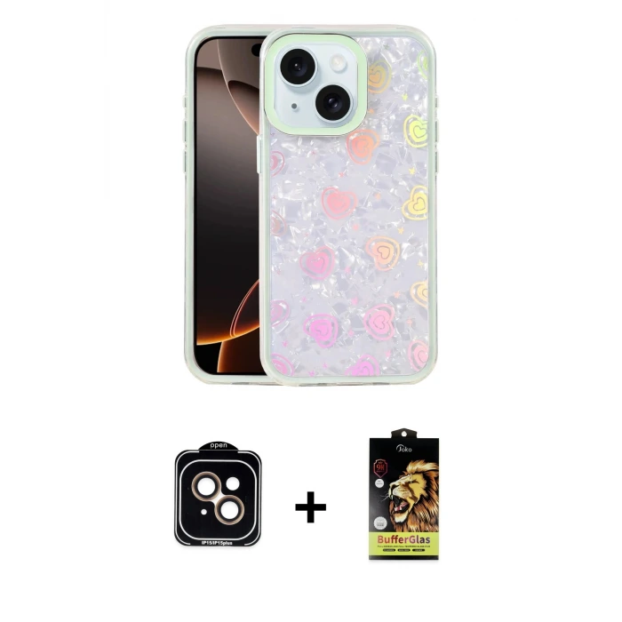ieg™ iPhone 14 Kılıf Odak Prime - Siyah Buffer Cam Ekran Koruyucu + PVD Metal Kamera Lens - TU