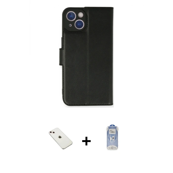 ieg™ iPhone 14 Kılıf Siluet Işık Serisi - Siyah Joko Magic 5D Cam + Diamond Kamera Lens - PE