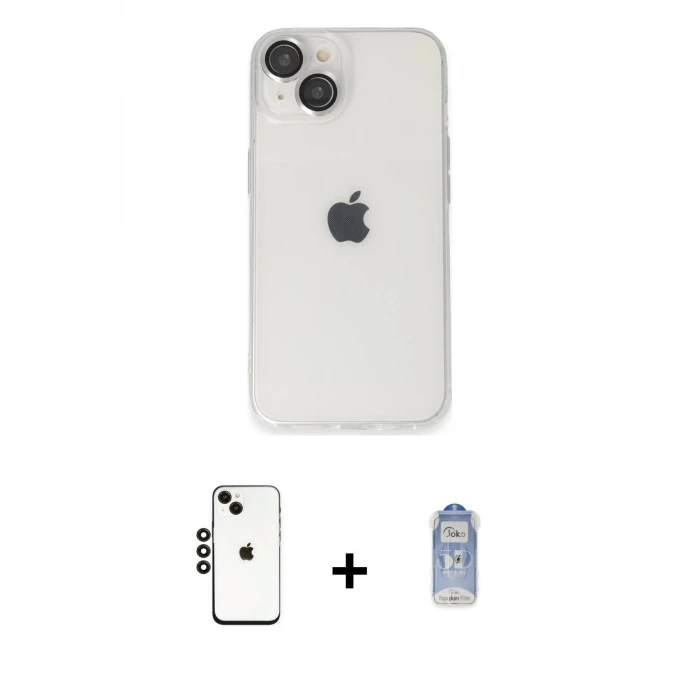 ieg™ iPhone 14 Kılıf Ufuk Minimal Özel Seri - Siyah Joko Magic 5D Cam + Shine Kamera Lens - SH