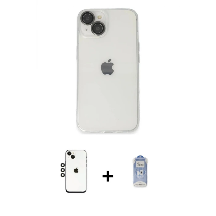 ieg™ iPhone 14 Kılıf Ufuk Minimal Özel Seri - Siyah Joko Magic 5D Cam + Shine Kamera Lens - SH