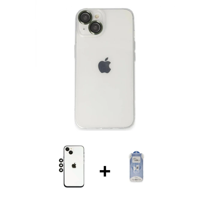 ieg™ iPhone 14 Kılıf Ufuk Minimal Özel Seri - Siyah Joko Magic 5D Cam + Shine Kamera Lens - SH