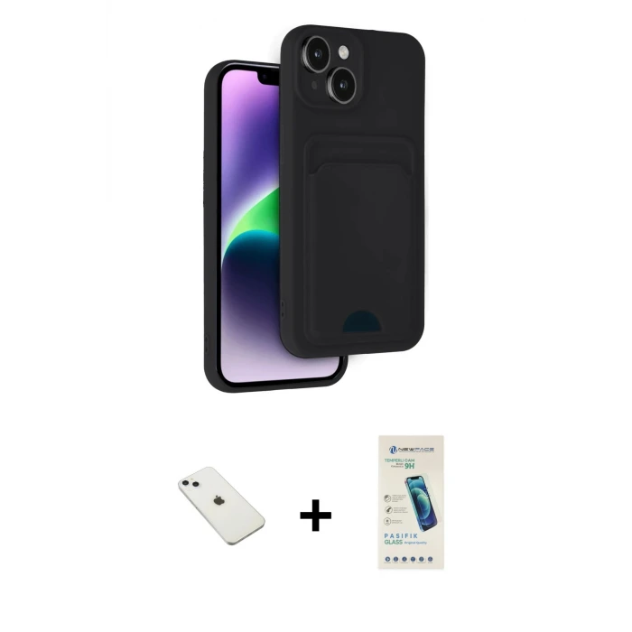 ieg™ iPhone 14 Kılıf Vadi Çizgi Prime - Şeffaf Pasifik Cam Ekran Koruyucu + Diamond Kamera Lens - SABE