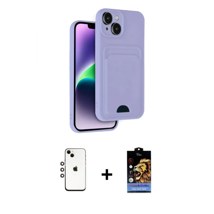 ieg™ iPhone 14 Kılıf Vadi Çizgi Prime - Siyah Buffer Hayalet Cam Ekran Koruyucu + Shine Kamera Lens - GI
