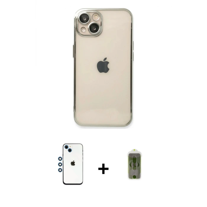 ieg™ iPhone 14 Kılıf Vadi Minimal - Siyah Joko Magic 5D Hayalet Cam + Shine Kamera Lens - MI