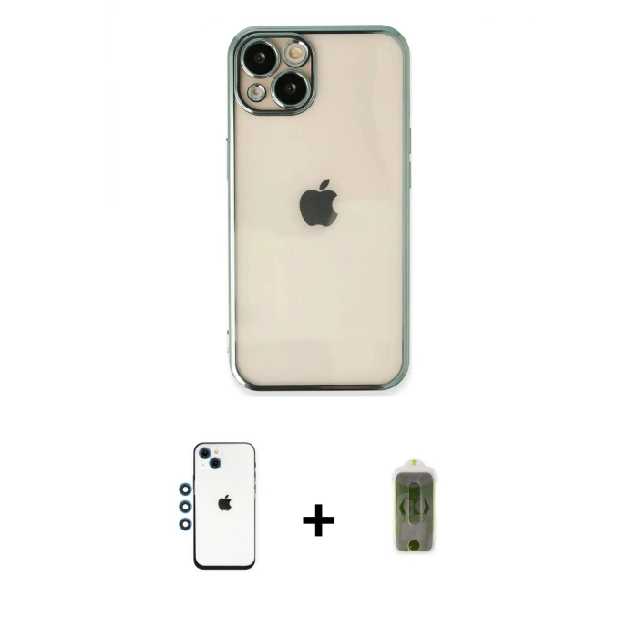 ieg™ iPhone 14 Kılıf Vadi Minimal - Siyah Joko Magic 5D Hayalet Cam + Shine Kamera Lens - MI