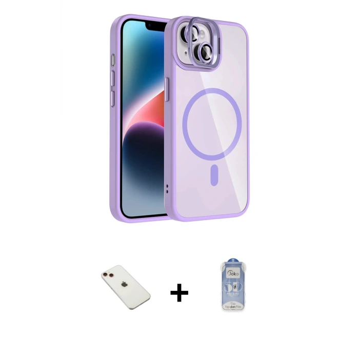 ieg™ iPhone 14 Kılıf Yadigar Asil Koleksiyonu - Siyah Joko Magic 5D Cam + Diamond Kamera Lens - KI