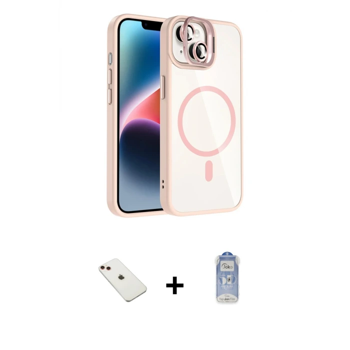 ieg™ iPhone 14 Kılıf Yadigar Asil Koleksiyonu - Siyah Joko Magic 5D Cam + Diamond Kamera Lens - KI