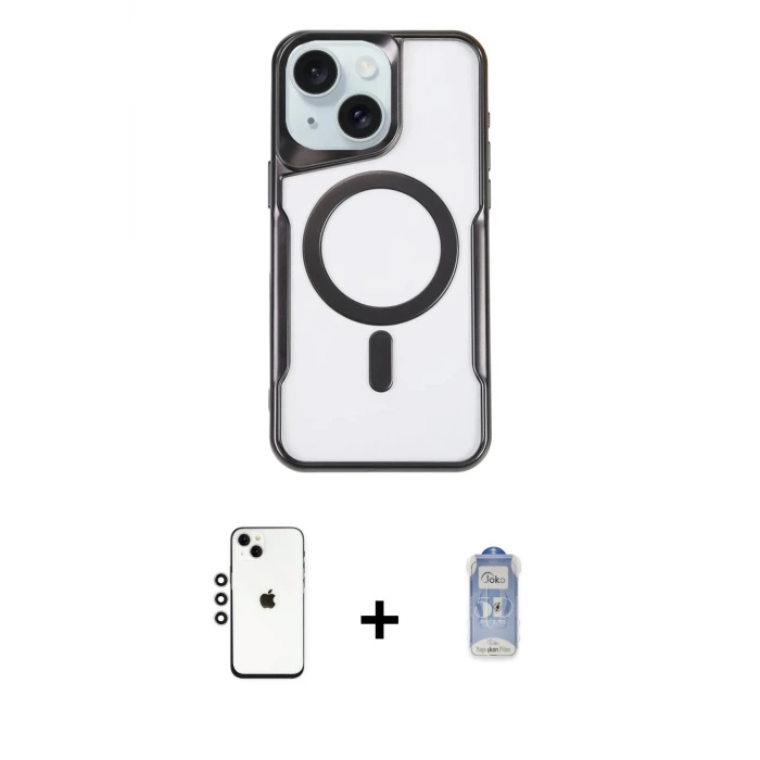 ieg™ iPhone 14 Kılıf Yadigar Klasik Özel Seri - Siyah Joko Magic 5D Cam + Shine Kamera Lens - GS