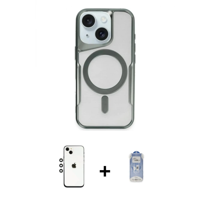 ieg™ iPhone 14 Kılıf Yadigar Klasik Özel Seri - Siyah Joko Magic 5D Cam + Shine Kamera Lens - GS