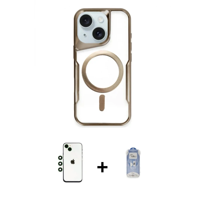 ieg™ iPhone 14 Kılıf Yadigar Klasik Özel Seri - Siyah Joko Magic 5D Cam + Shine Kamera Lens - YL