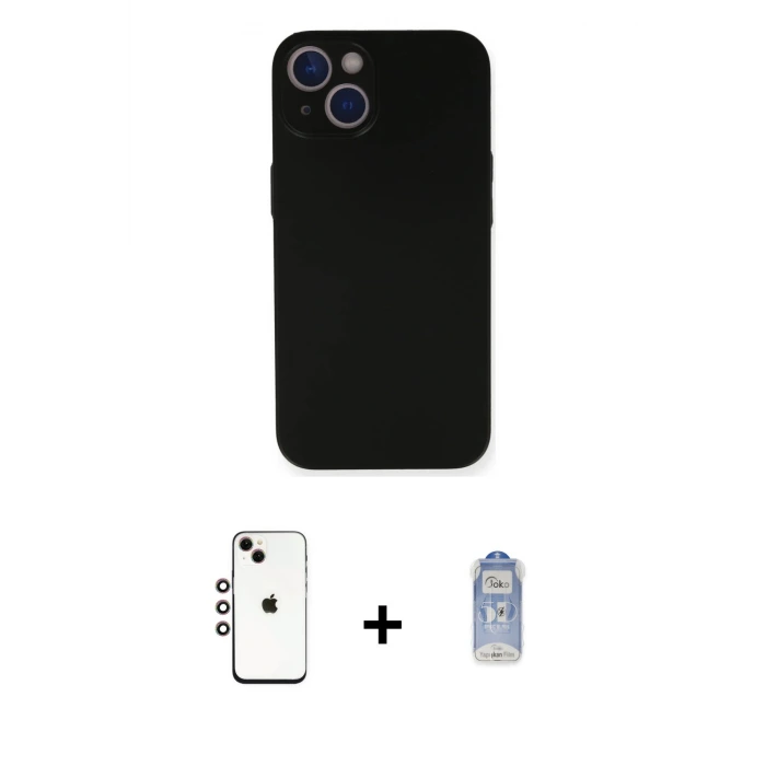 ieg™ iPhone 14 Kılıf Yadigar Yansıma Serisi - Siyah Joko Magic 5D Cam + Shine Kamera Lens - GI