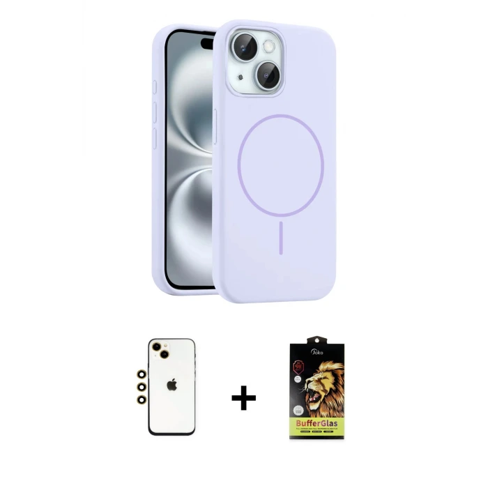ieg™ iPhone 14 Kılıf Yankı Form Serisi - Siyah Buffer Cam Ekran Koruyucu + Shine Kamera Lens - GD