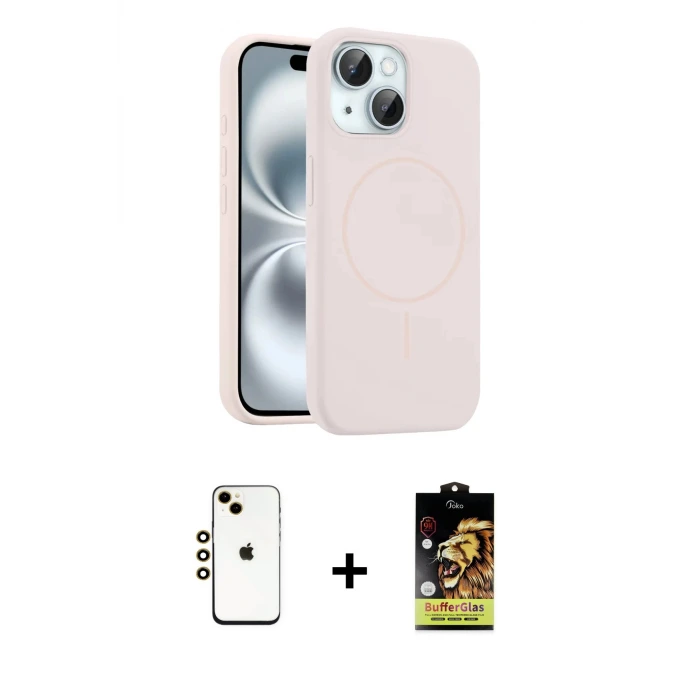 ieg™ iPhone 14 Kılıf Yankı Form Serisi - Siyah Buffer Cam Ekran Koruyucu + Shine Kamera Lens - GD