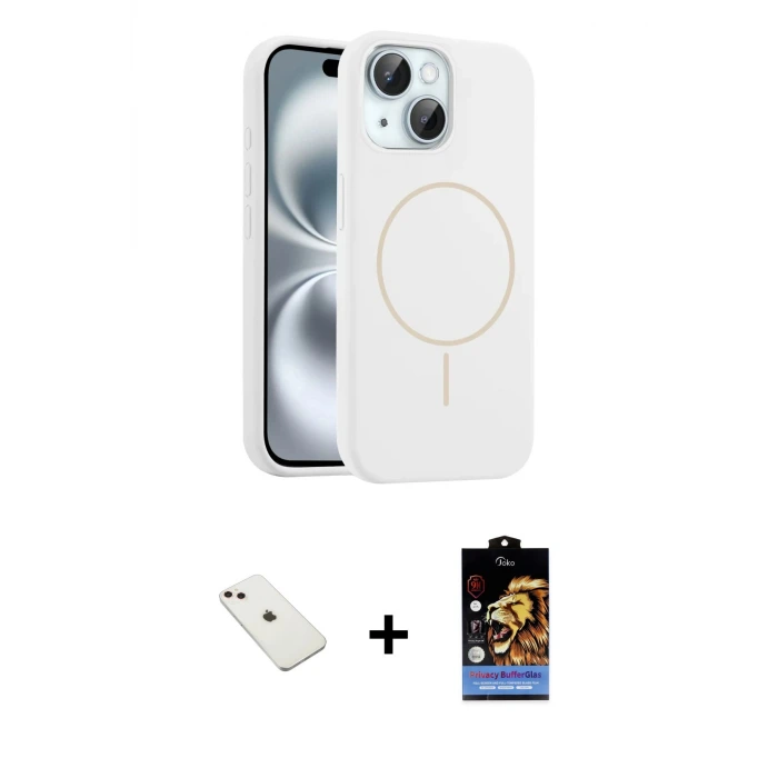 ieg™ iPhone 14 Kılıf Yankı Form Serisi - Siyah Buffer Hayalet Cam Ekran Koruyucu + Diamond Kamera Lens - PE