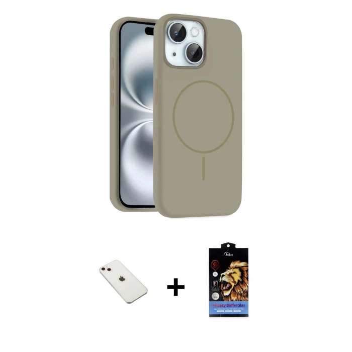 ieg™ iPhone 14 Kılıf Yankı Form Serisi - Siyah Buffer Hayalet Cam Ekran Koruyucu + Diamond Kamera Lens - PE
