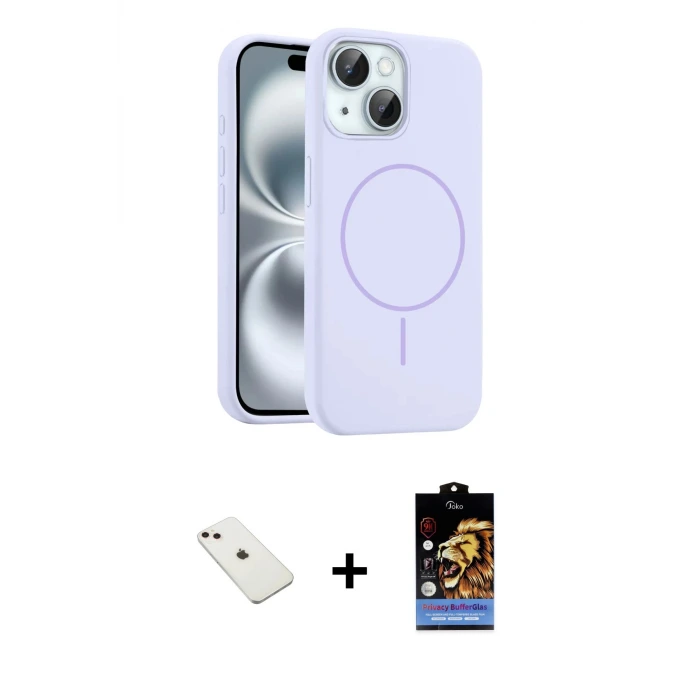 ieg™ iPhone 14 Kılıf Yankı Form Serisi - Siyah Buffer Hayalet Cam Ekran Koruyucu + Diamond Kamera Lens - PE