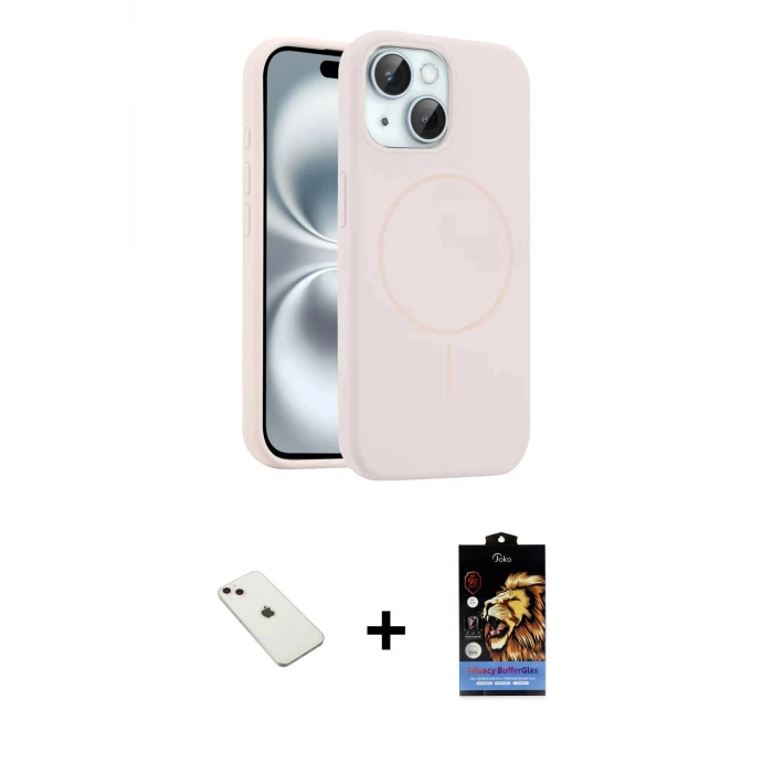 ieg™ iPhone 14 Kılıf Yankı Form Serisi - Siyah Buffer Hayalet Cam Ekran Koruyucu + Diamond Kamera Lens - PE