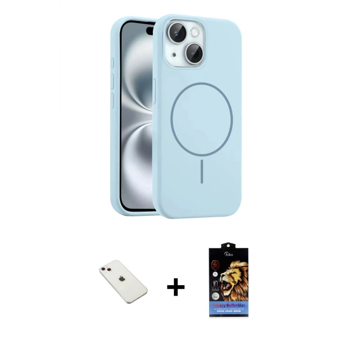 ieg™ iPhone 14 Kılıf Yankı Form Serisi - Siyah Buffer Hayalet Cam Ekran Koruyucu + Diamond Kamera Lens - PE