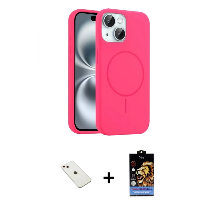 ieg™ iPhone 14 Kılıf Yankı Form Serisi - Siyah Buffer Hayalet Cam Ekran Koruyucu + Diamond Kamera Lens - PE