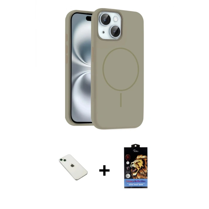 ieg™ iPhone 14 Kılıf Yankı Form Serisi - Siyah Buffer Hayalet Cam Ekran Koruyucu + Diamond Kamera Lens - YL