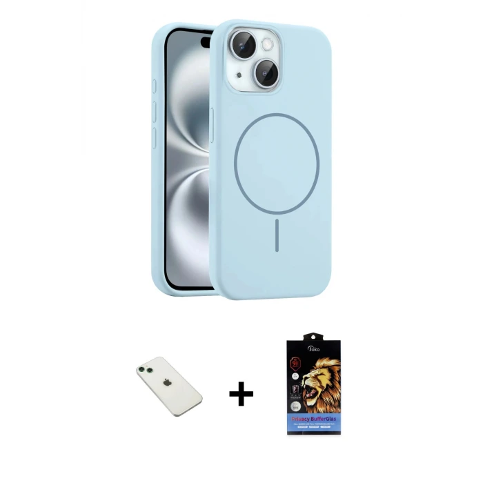 ieg™ iPhone 14 Kılıf Yankı Form Serisi - Siyah Buffer Hayalet Cam Ekran Koruyucu + Diamond Kamera Lens - YL