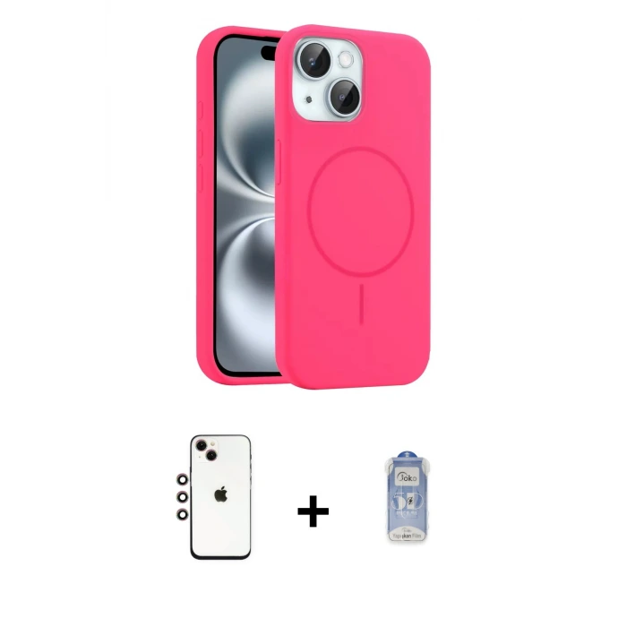 ieg™ iPhone 14 Kılıf Yankı Form Serisi - Siyah Joko Magic 5D Cam + Shine Kamera Lens - GI