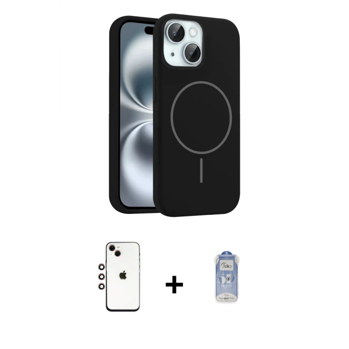 ieg™ iPhone 14 Kılıf Yankı Form Serisi - Siyah Joko Magic 5D Cam + Shine Kamera Lens - GI