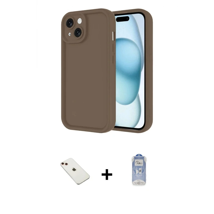 ieg™ iPhone 14 Kılıf Yankı Yansıma Özel Seri - Siyah Joko Magic 5D Cam + Diamond Kamera Lens - KI