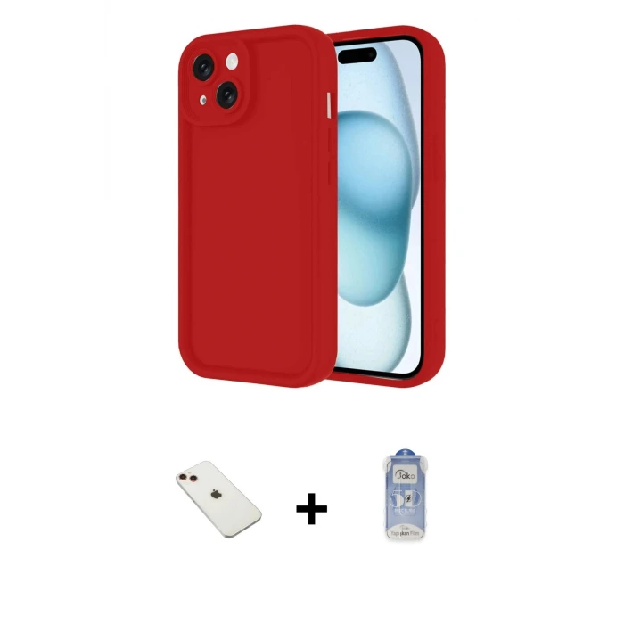 ieg™ iPhone 14 Kılıf Yankı Yansıma Özel Seri - Siyah Joko Magic 5D Cam + Diamond Kamera Lens - KI