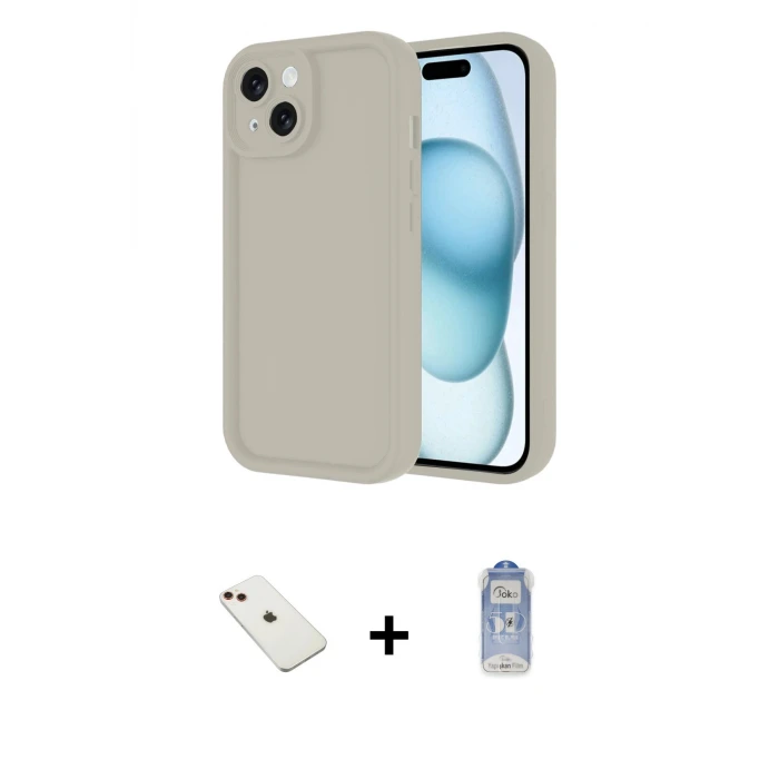 ieg™ iPhone 14 Kılıf Yankı Yansıma Özel Seri - Siyah Joko Magic 5D Cam + Diamond Kamera Lens - KI
