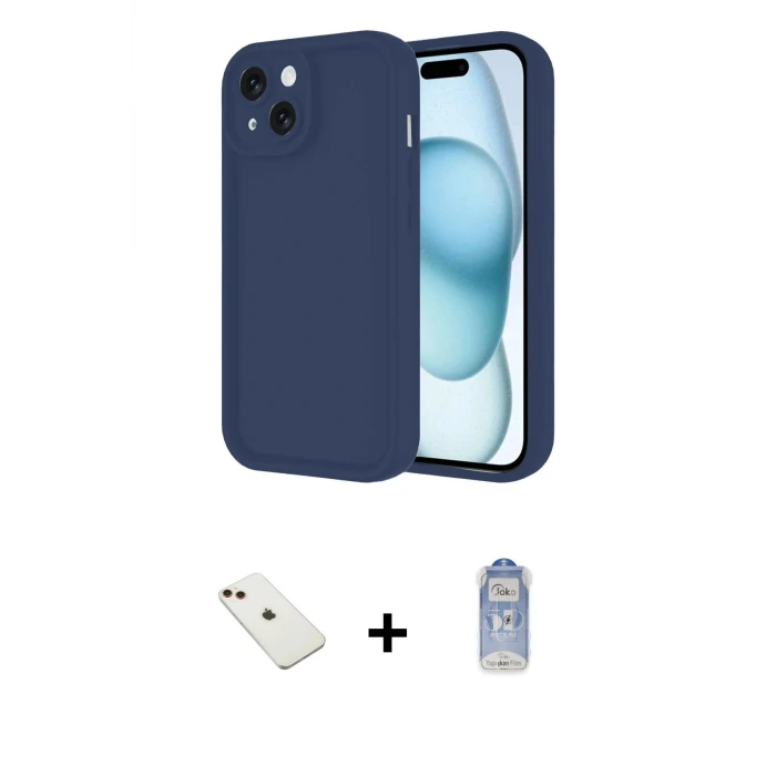 ieg™ iPhone 14 Kılıf Yankı Yansıma Özel Seri - Siyah Joko Magic 5D Cam + Diamond Kamera Lens - KI