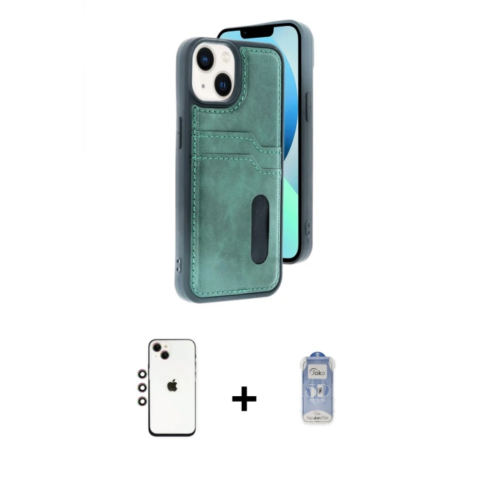 ieg™ iPhone 14 Kılıf Yörünge Işık Serisi - Siyah Joko Magic 5D Cam + Shine Kamera Lens - GI
