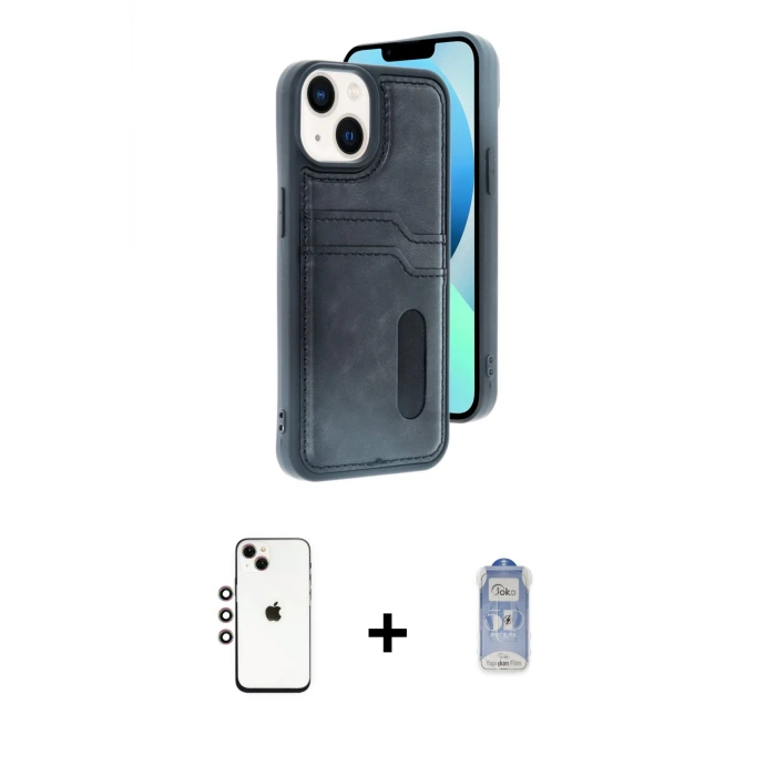 ieg™ iPhone 14 Kılıf Yörünge Işık Serisi - Siyah Joko Magic 5D Cam + Shine Kamera Lens - GI