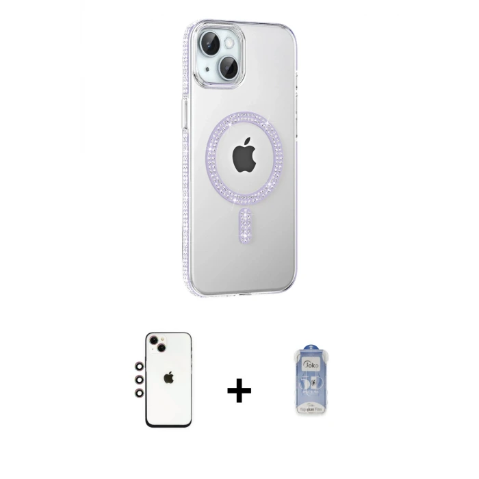 ieg™ iPhone 14 Kılıf Yörünge Koleksiyonu - Siyah Joko Magic 5D Cam + Shine Kamera Lens - GI
