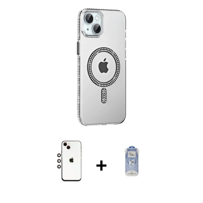 ieg™ iPhone 14 Kılıf Yörünge Koleksiyonu - Siyah Joko Magic 5D Cam + Shine Kamera Lens - GI