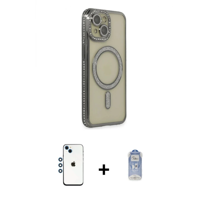 ieg™ iPhone 14 Kılıf Zirve Doku Prime - Siyah Joko Magic 5D Cam + Shine Kamera Lens - MI